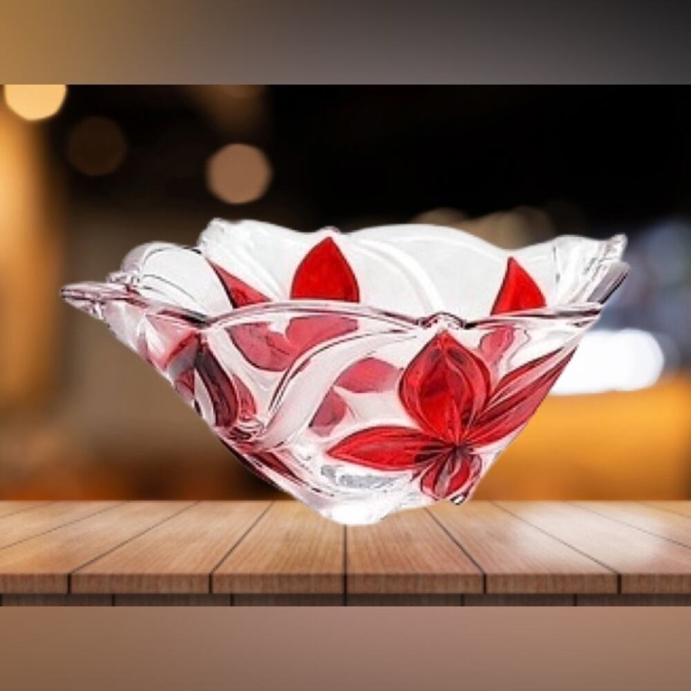 Mikasa Glass Red Floral Angelina Ruby Glass Candy Bowl 4.5"x4.5"